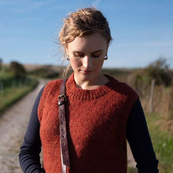 Rust Coloured Knitted Wool Vest