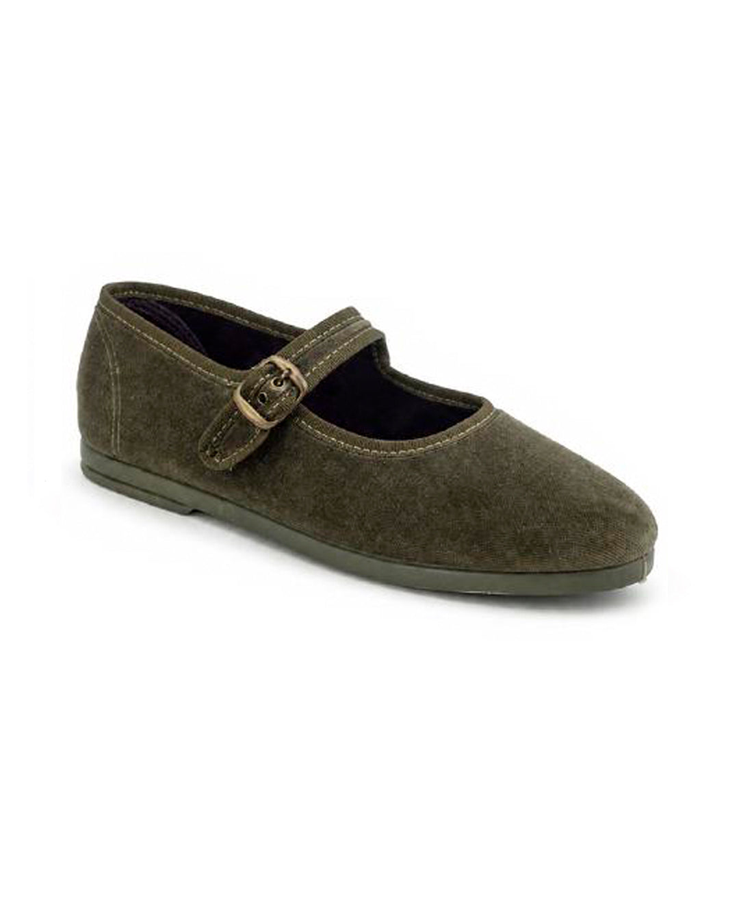 The Mary Janes in Velvet Olive