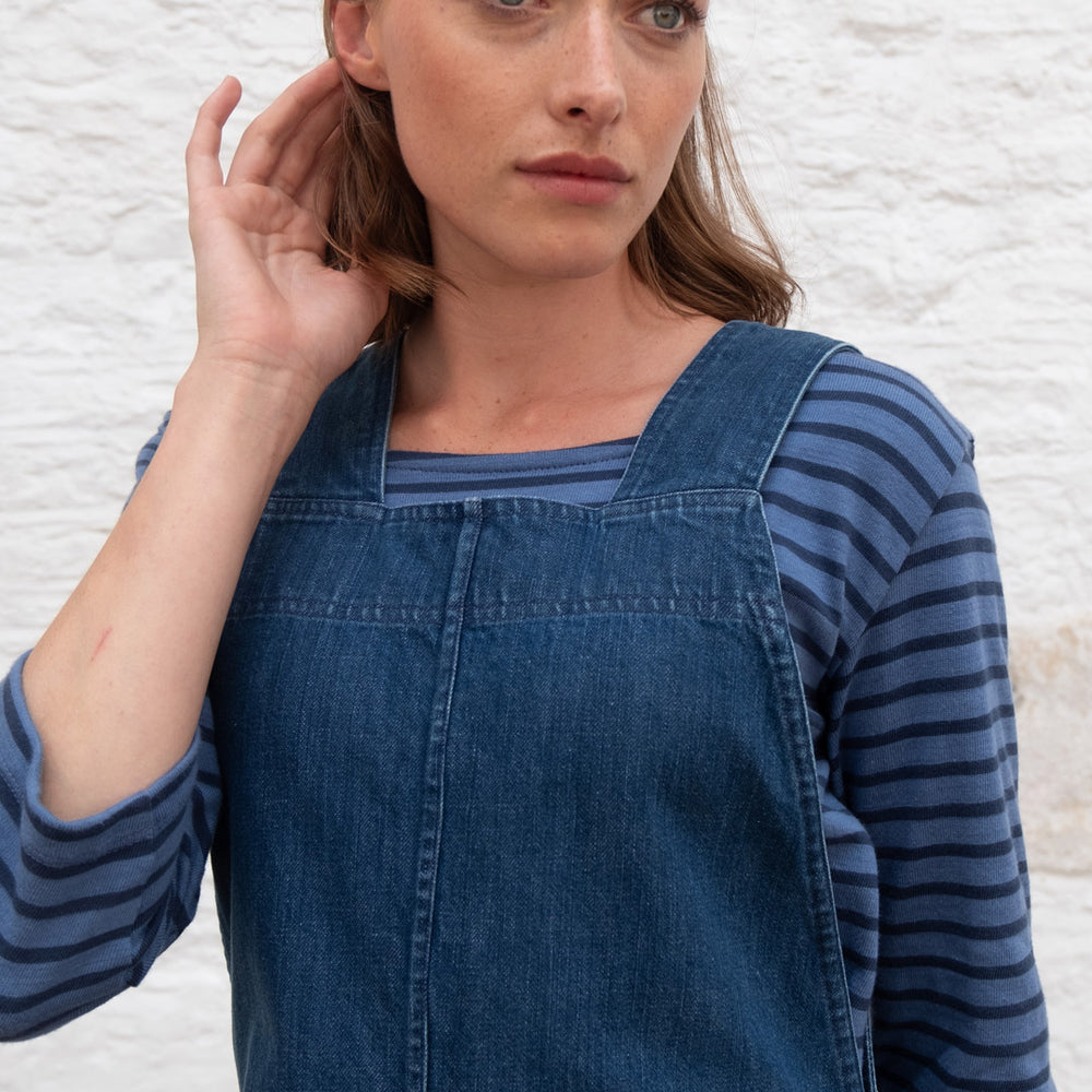 Caro Blue Denim Denim Pinafore Dress By BIBICO - Main Image