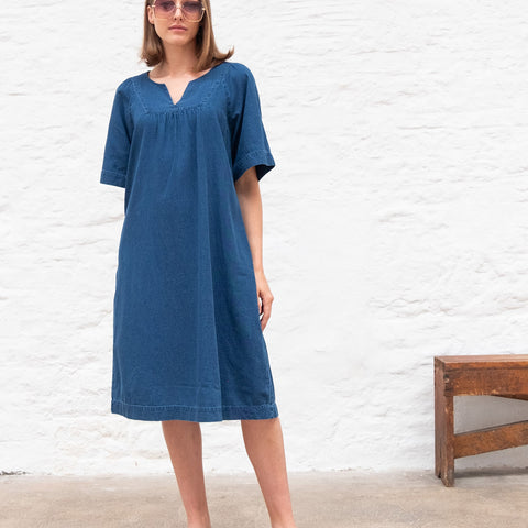 Hara V-Neck Denim Dress - BIBICO