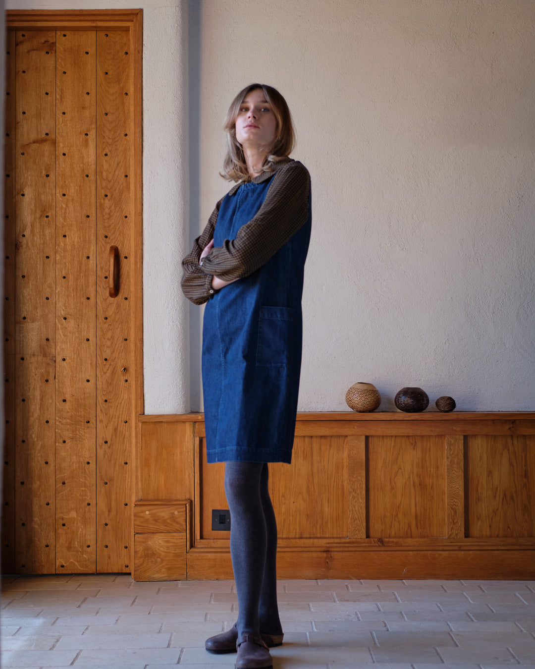 dark denim pinafore dress Nobody's Child Denim button detail pinafore dress in dark denim