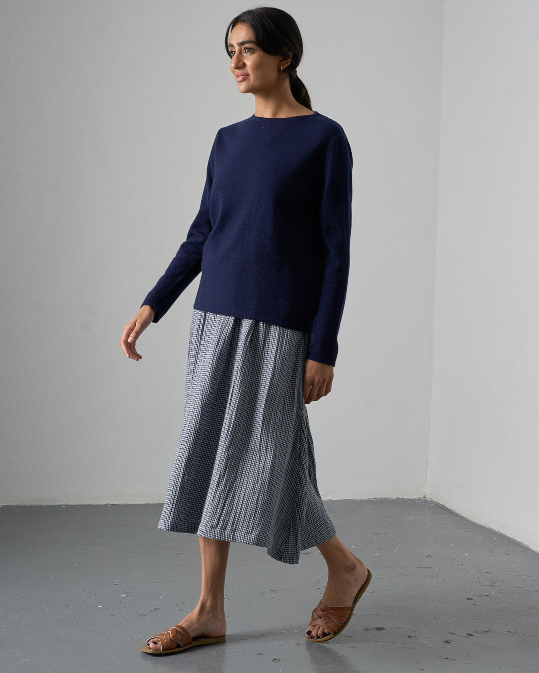 Lauren Navy Merino Lambswool Boxy Jumper With Pocket | By BIBICO