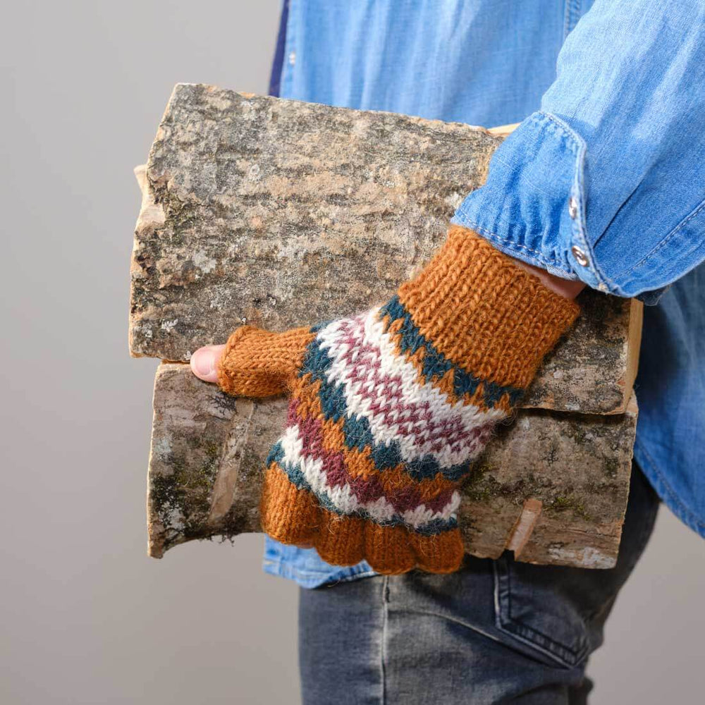 Erika Mustard Fingerless Gloves
