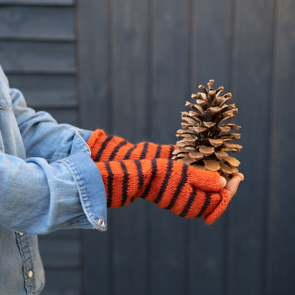 Anika Pumpkin Striped Mittens