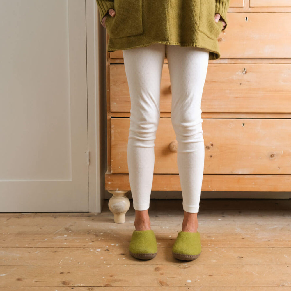 
                      
                        Moss Green Wool Slippers
                      
                    