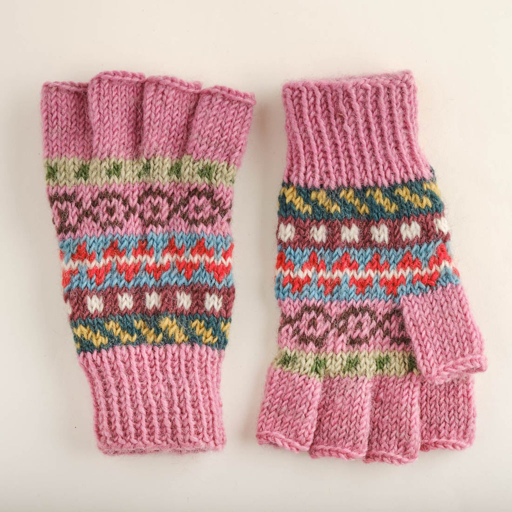Fair Isle Finglerless Knitted Gloves