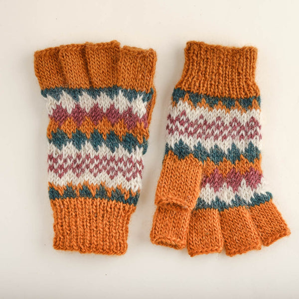 Fair Isle Finglerless Wool Gloves