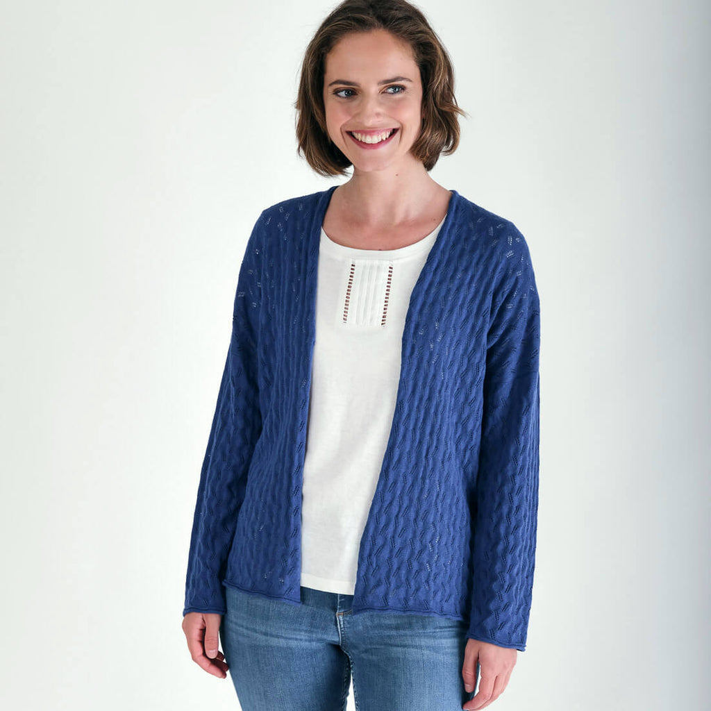 Blue Linen and Cotton Cardigan 