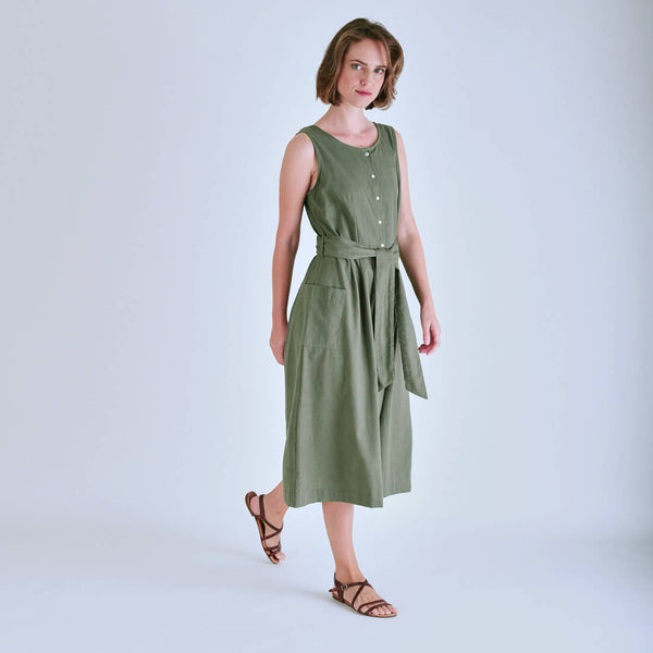 Olive Green Sleeveless Dress - by BIBICO
