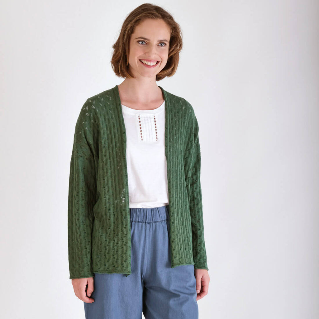 Olive green  linen cardigan by BIBICO