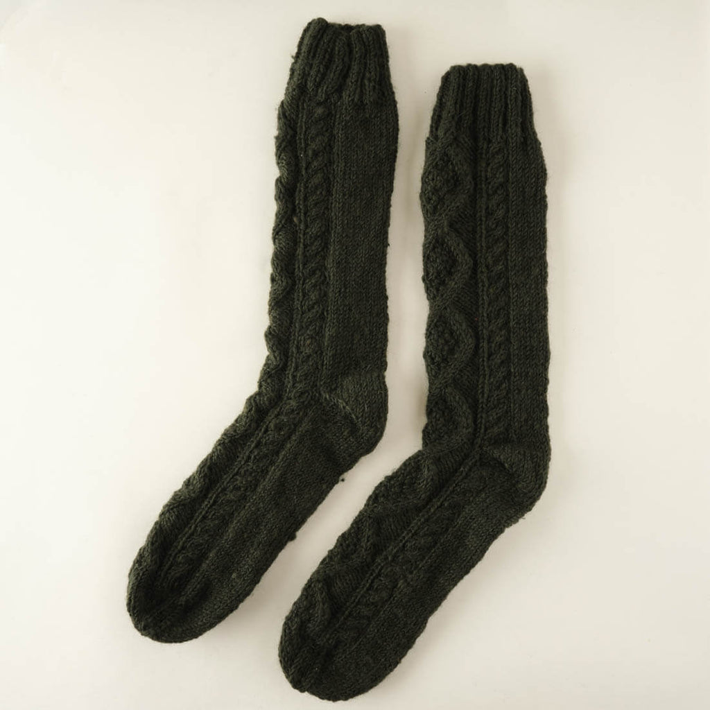 Green Hand Knitted Wool Socks