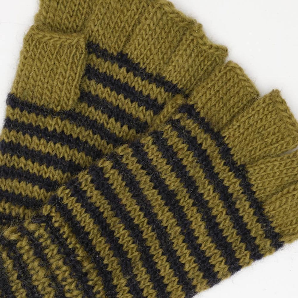 Wren Pistachio Striped Fingerless Gloves