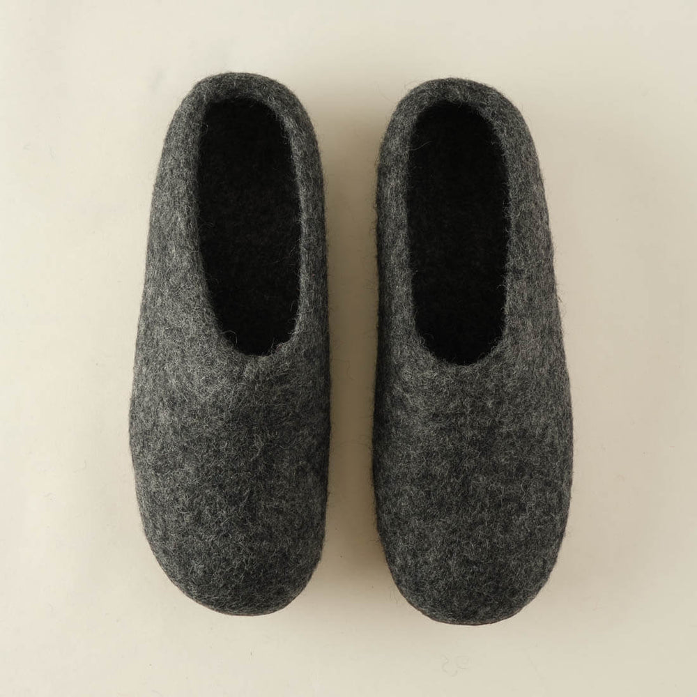 
                      
                        Dark Grey Felted Wool Slippers
                      
                    
