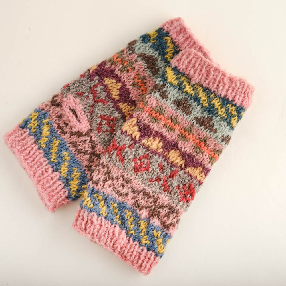 
                      
                        Liv Fair Isle Fingerless Mittens in Pink
                      
                    