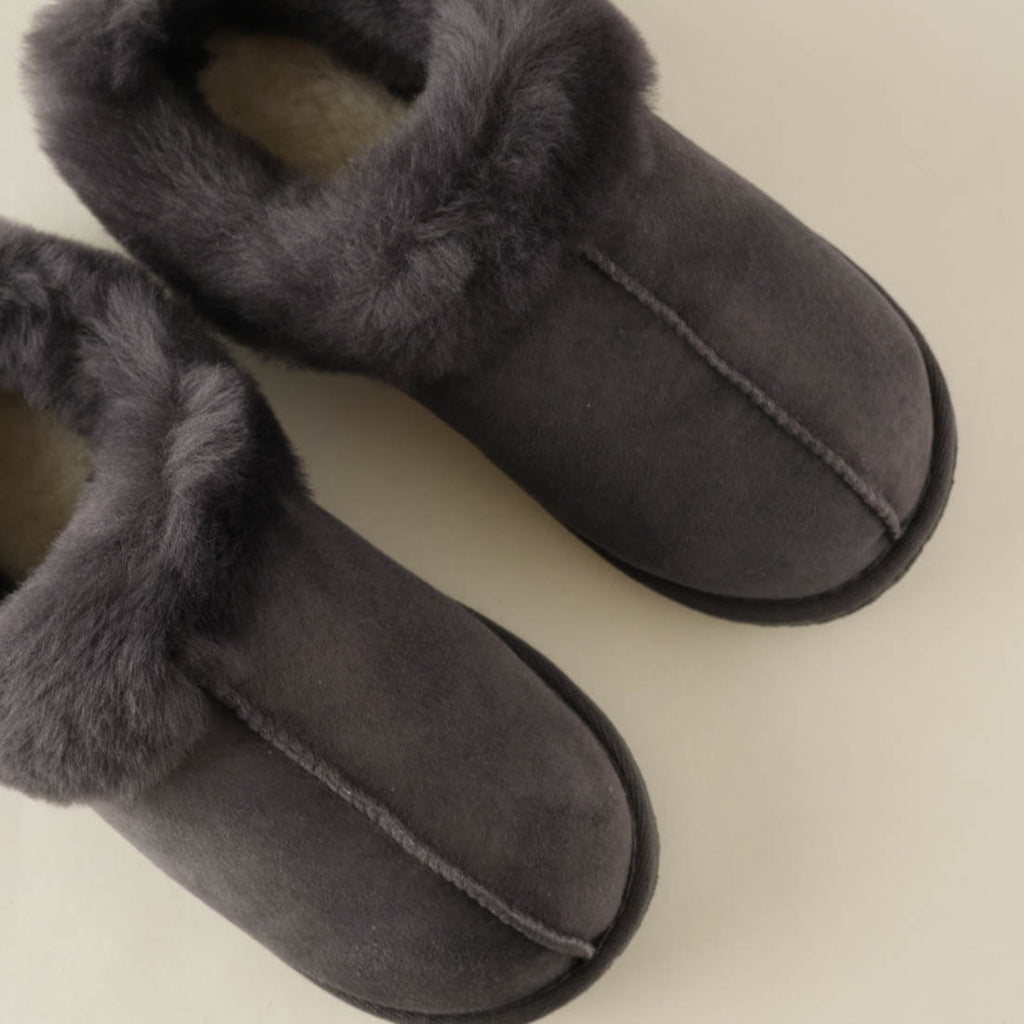 grey sheepskin wool booties