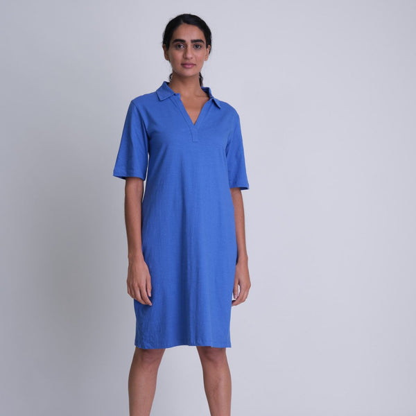 Vera Organic Cotton T-Shirt Dress In Ocean Blue by BIBICO