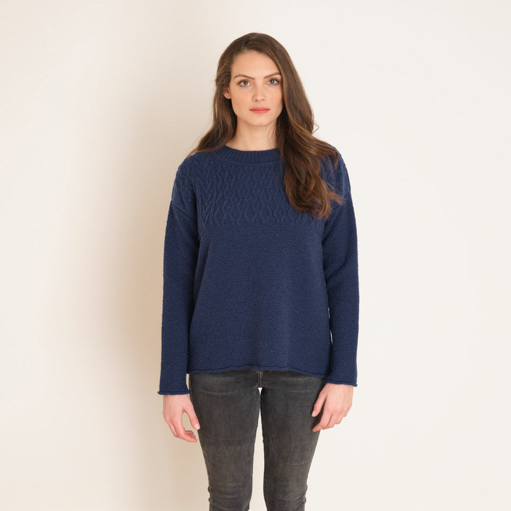 Robin Cable Knit Wool Jumper - Blue