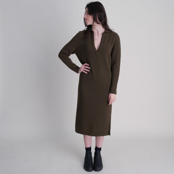 Charlotte Dark Green Knitted Wool Dress | by BIBICO