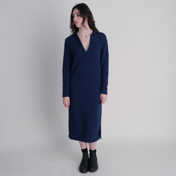 Charlotte Navy Knitted Wool Dress | by BIBICO