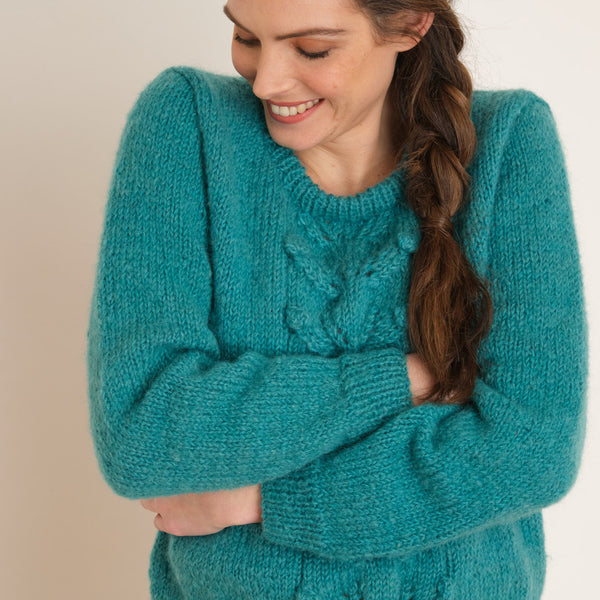 jade green hand knitted wool jumper