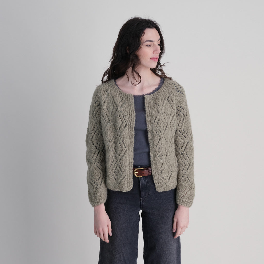 Hand Knitted Sage Green Cardigan