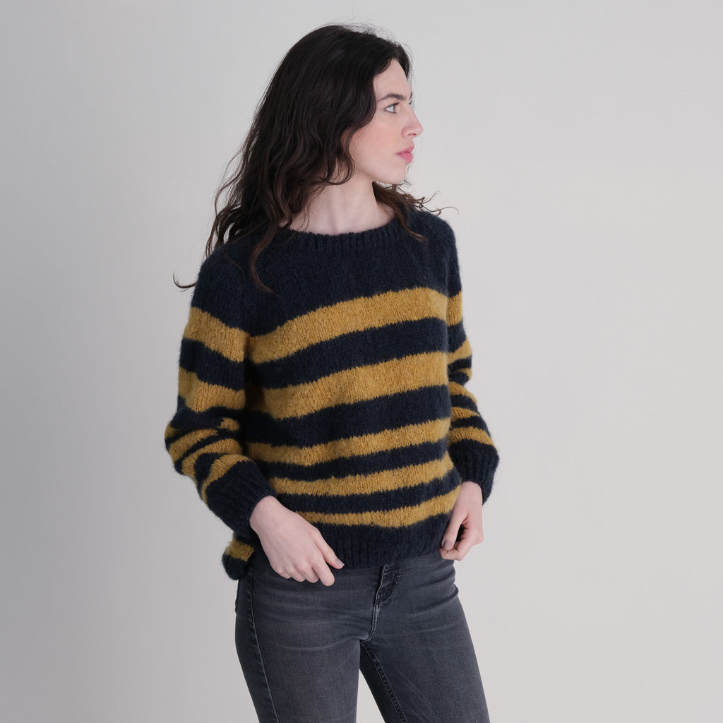 Hand Knitted striped mohair jumper