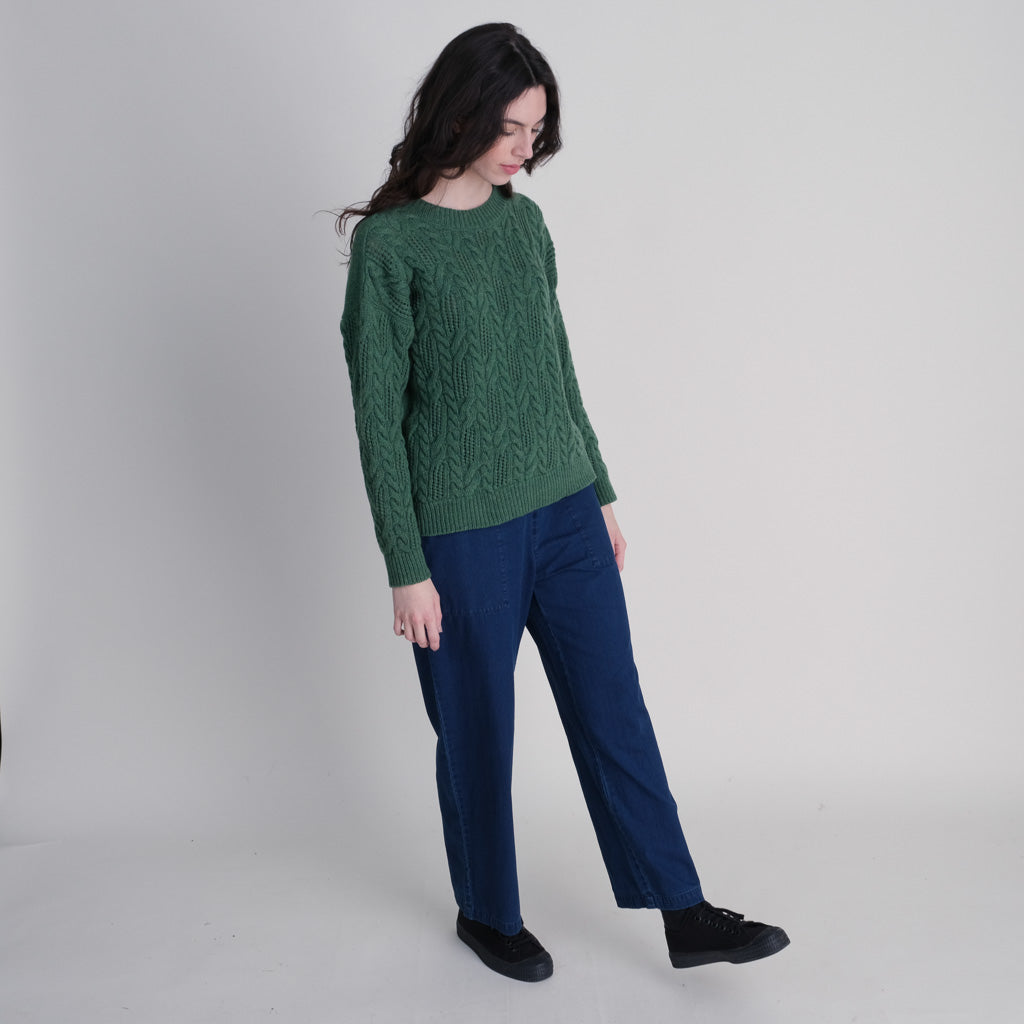Evelyn Green Cable Knit Wool Jumper | by BIBICO