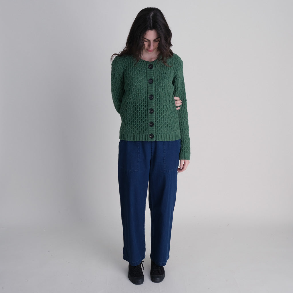 Amelia Chunky Knit Green Wool Cardigan | by BIBICO
