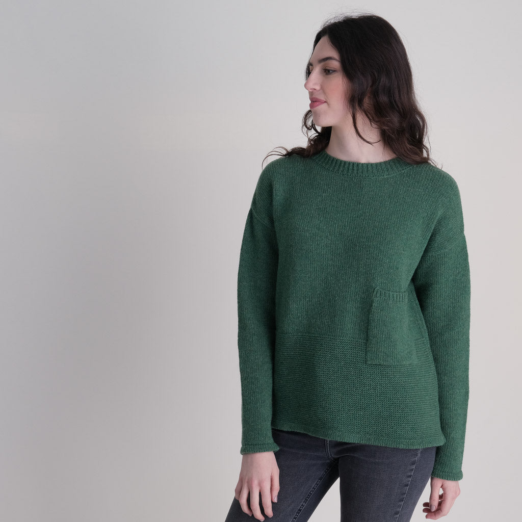 Davina Green Boxy Knitted Wool Jumper | by BIBICO