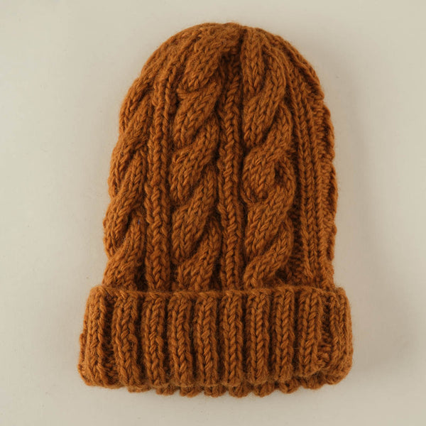 mustard coloured wool beanie hat