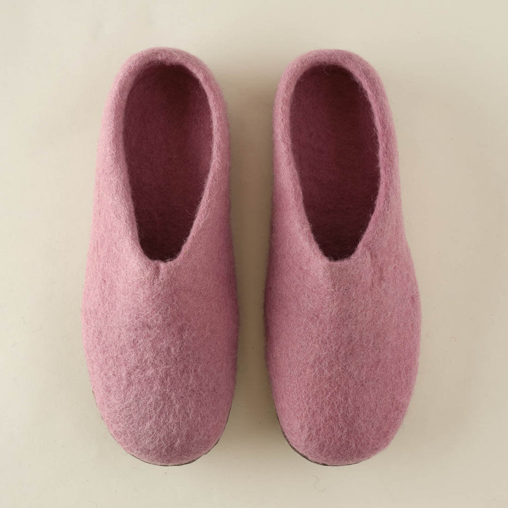 soft pinked felted wool slippers