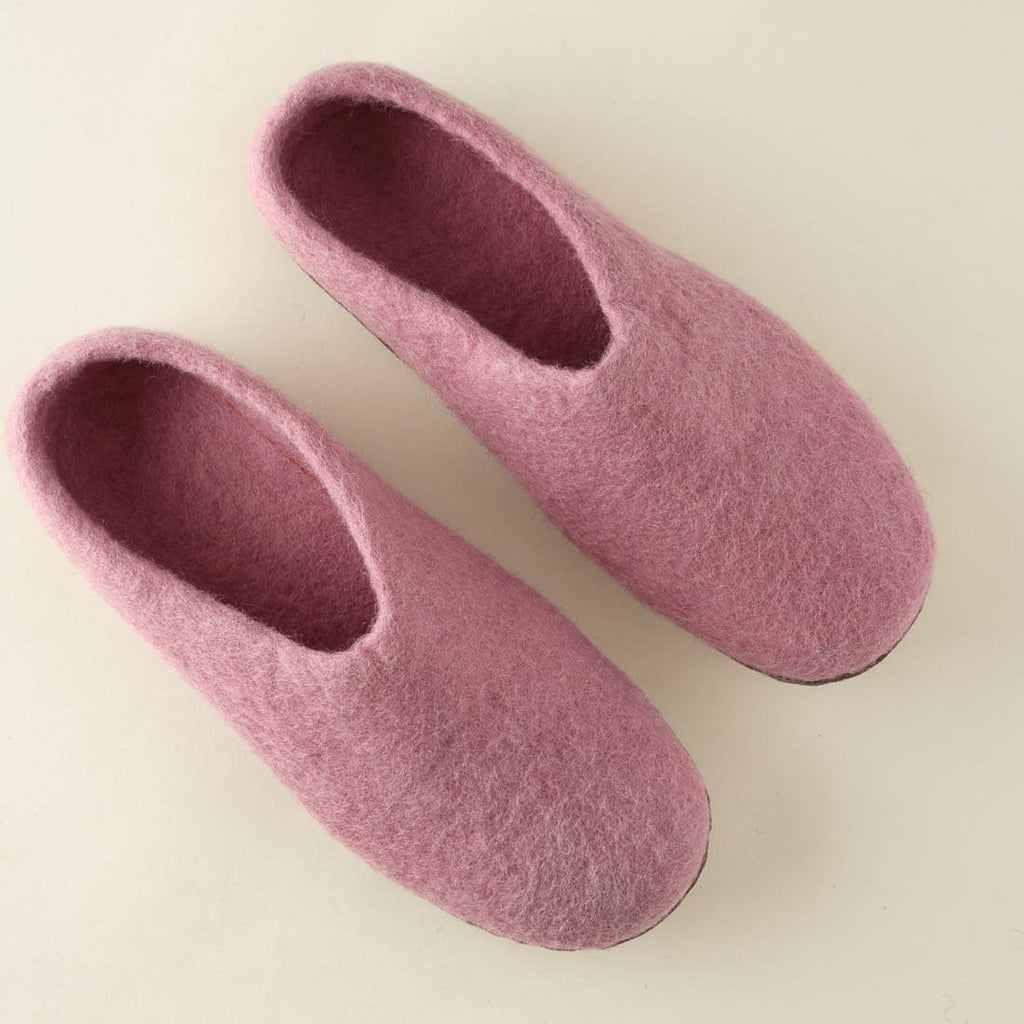 pink wool slippers