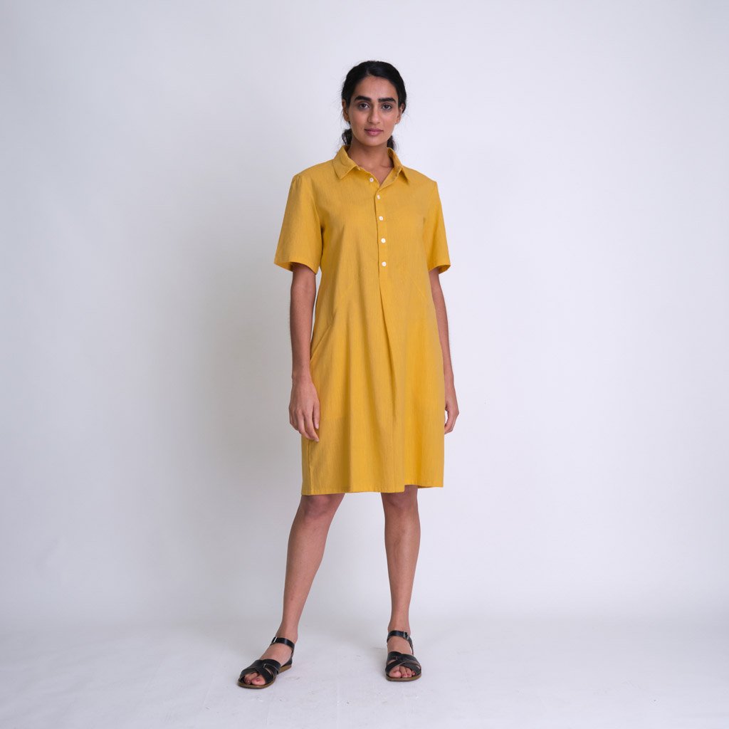 Mango yellow coloured shirt dress by BIBICO