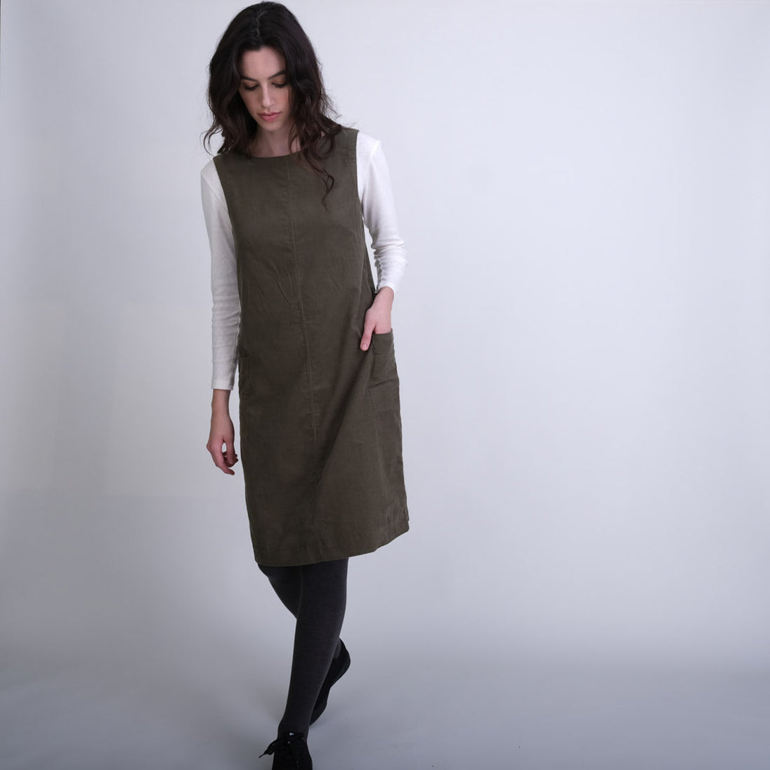 Eva Green Corduroy Pinafore Dress | Ethically Made by BIBICO