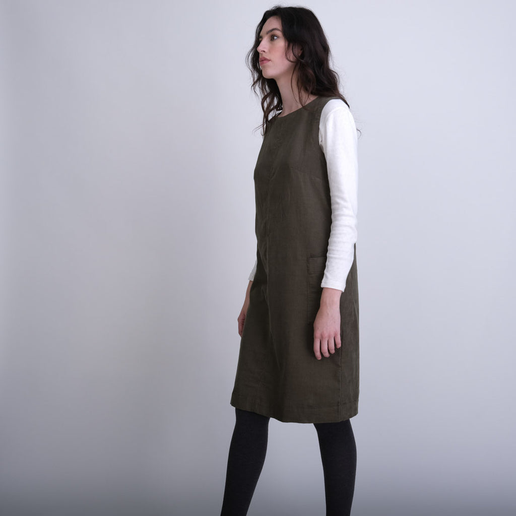 Eva Green Corduroy Pinafore Dress | Ethically Made by BIBICO