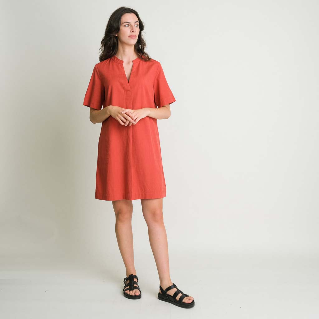 Red Cotton Tunic Dress by BIBICO
