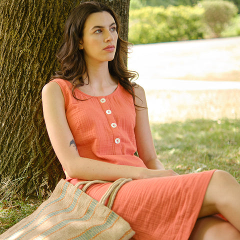 Flori Orange sleeveless dress