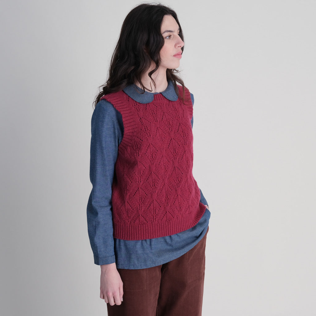 Emma Knitted Wool Vest Plum Coloured | by BIBICO