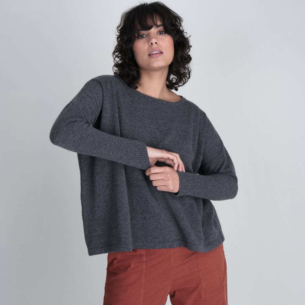 Oversized grey merino wool jumper 