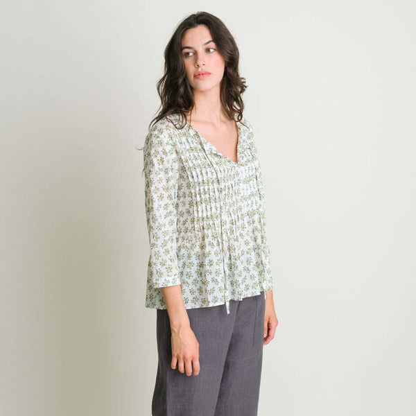 lightweight cotton floral print blouse