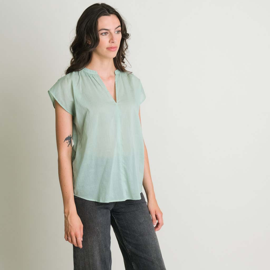 Kyra Mint Coloured Sleeveless Cotton Blouse